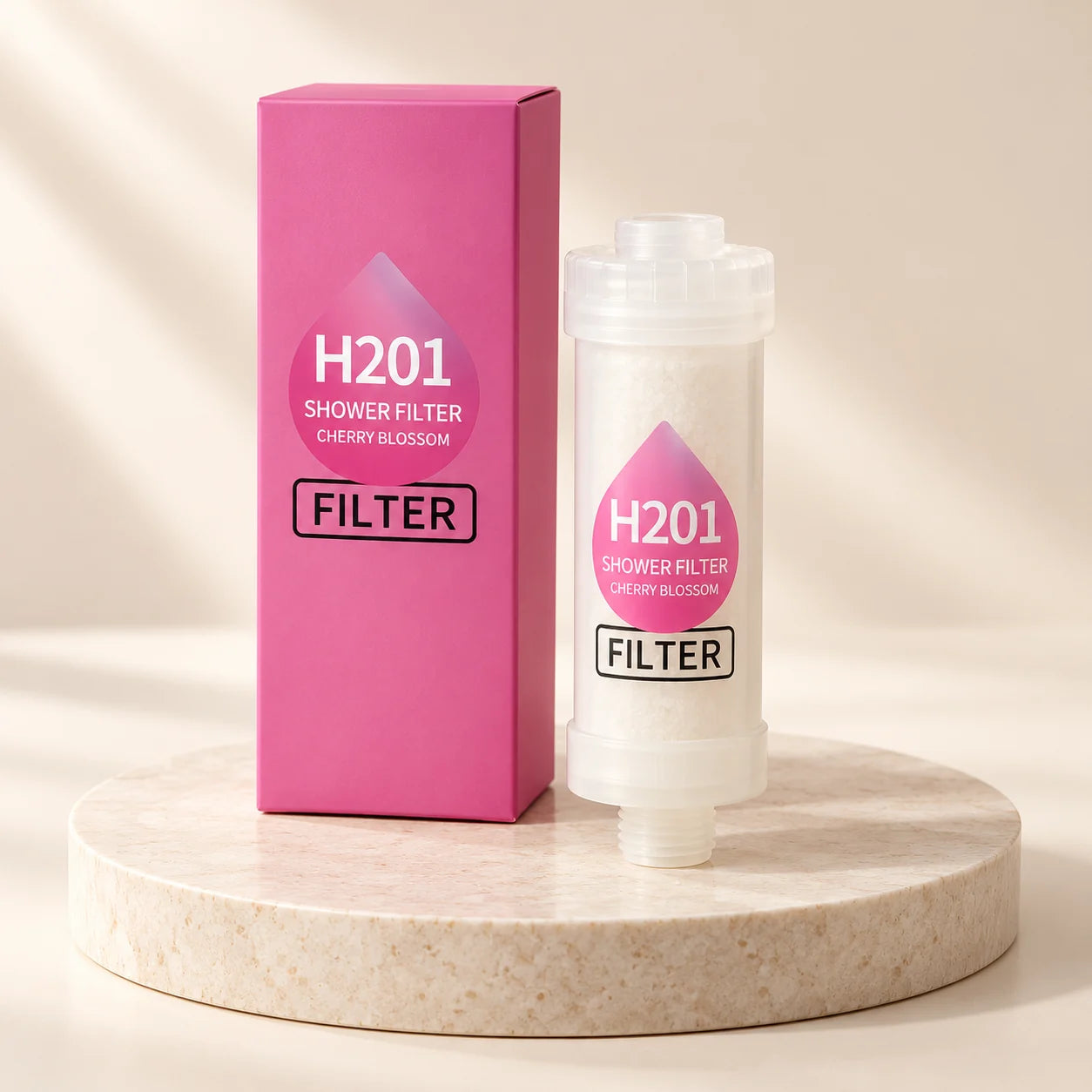 H201 Cherry Blossom shower filter and packaging