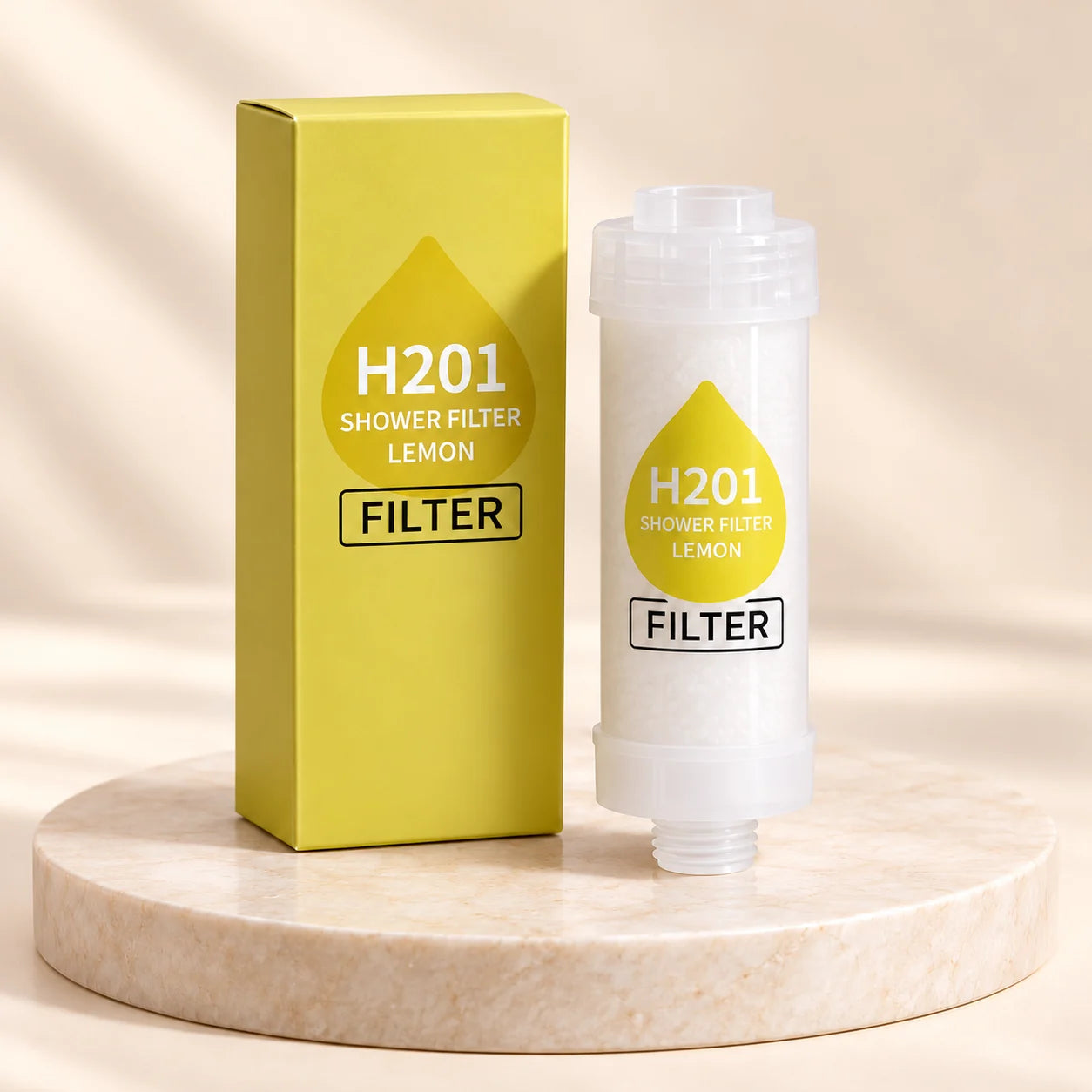 H201 Lemon shower filter and packaging